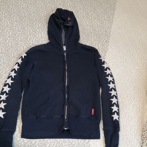 Hard Tail Blue and White Sweater with Sporty Stripes